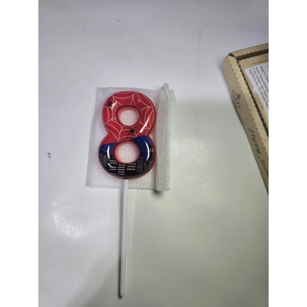 Spider Birthday Number 8 Candle for Kids Cake Decoration Party Supplies